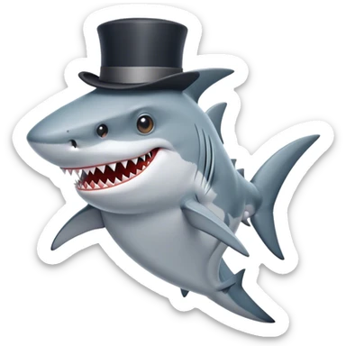 Shark with a top hat sticker