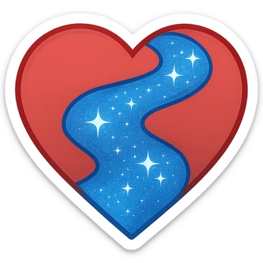 heart with a sparkling sapphire river, clean digital illustration, no background sticker
