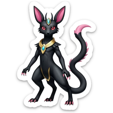 Shiny Dark Edgy Gothic Gloomy Futuristic Salandit-Umbreon-Sylveon-Anubis-Hybrid (Full body) sticker