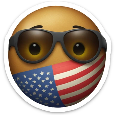 a ball with the American flag on it wearing sunglasses with no limbsand no mouth sticker