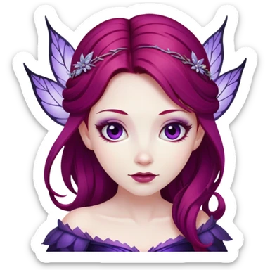 dark purple plum fairy with red hair  sticker