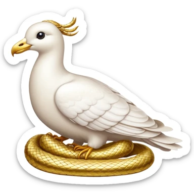 a white dove and snake gold sticker
