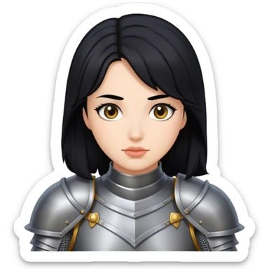 knight woman with black hair sticker