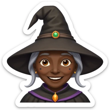black old witch with witch hat sticker