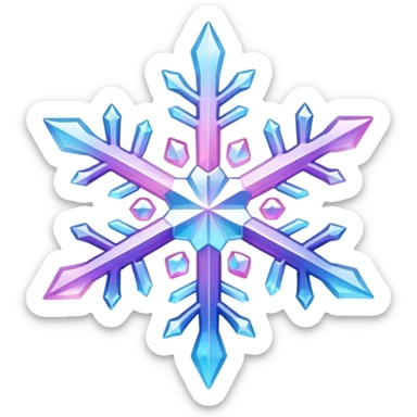 Gradient iridescent Pastel Pink violet blue white crystal snowflake  sticker