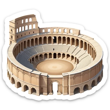 Realistic Pula Arena Landmark Emoji, featuring the grand Roman amphitheater with its large stone arches and well-preserved outer walls. sticker