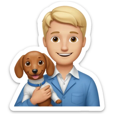 Blonde guy dauchaund cleaner sticker