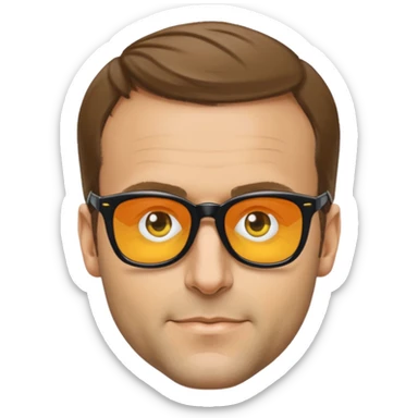 Emanuel Macron avec des lunettes de soleil qui dit : for sur  sticker