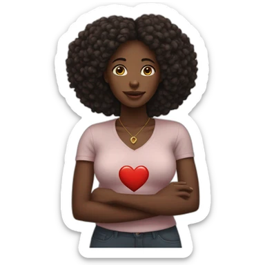 black african women standing with heart-hands in front of her sticker