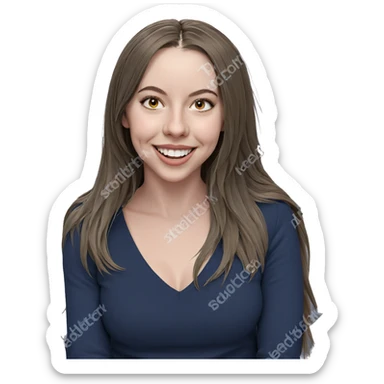 smiling girl with long hair sticker