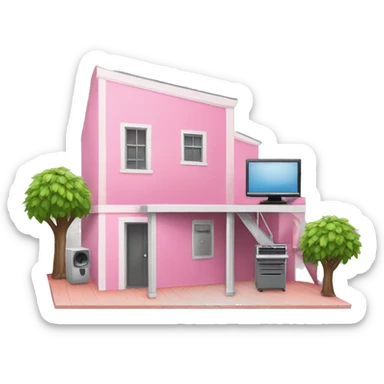 Pink loft with computer  sticker