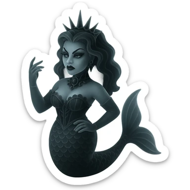 dark and elegant drag queen gothic mermaid with intricate details sticker