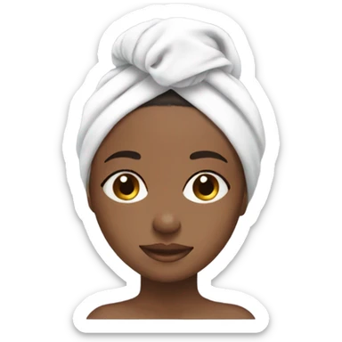 Brown skin girl doing skincare with towel on head sticker