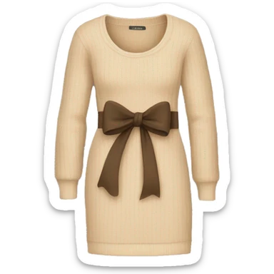 beige sweater dress with bow sticker