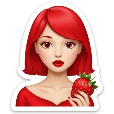 strawberry 🍓 and red kiss 💋 fashioned stylish  sticker