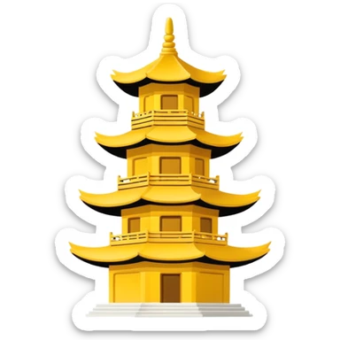 Extremely simplified Chinese pagoda symbol, minimal lines, basic emoji sticker
