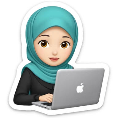 hijab cute girls with labtop sticker