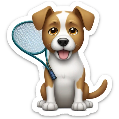 Dog with tennis racket sticker