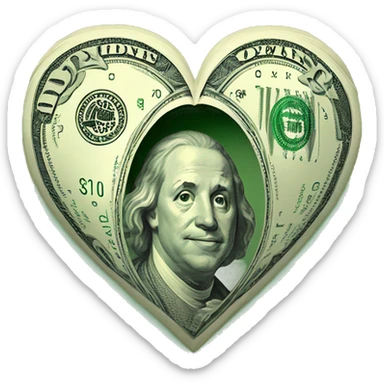 Heart with money in the inside  sticker
