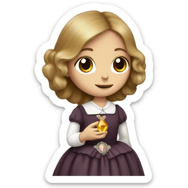 Charlotte Bronte holding a gem in her hand sticker