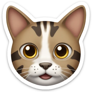 Cat with brown stripes with big eyes, a white chin and expressive face sticker