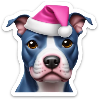 blue staffy w pink christmas hat sticker