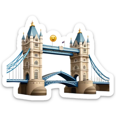 Cinematic Realistic Tower Bridge Landmark Emoji, depicted with iconic Victorian architecture spanning the River Thames, rendered with lifelike textures and dramatic natural lighting that captures its majestic presence. sticker
