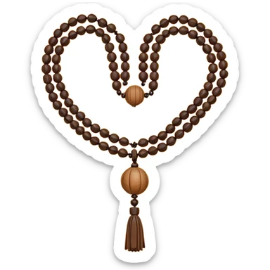 monk necklace object icon, wooden prayer beads with simple pendant, spiritual minimal design, natural wood texture, subtle sacred aura, 3D cartoon style, mobile game icon style, centered, clean background, no text, no watermark
 sticker