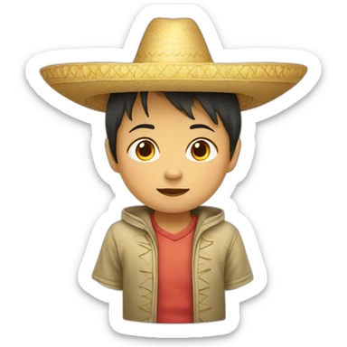 Asian child in huge sombrero sticker