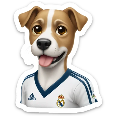 Perro con camisa Del Real madrid sticker