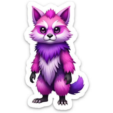 Cool Edgy Black-pink-purple-gradient badass Fionbri-animal-creature full bodyd sticker