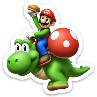 Mario riding Yoshi sticker