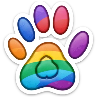 Rainbow paw print sticker