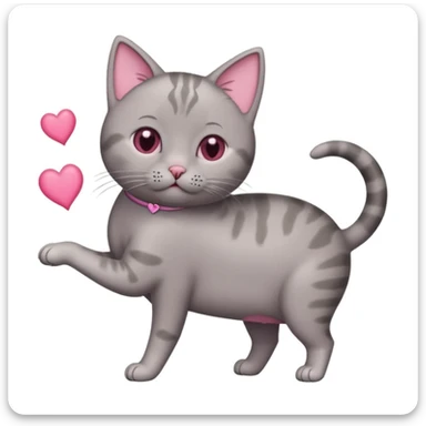 Three legged with back leg missing grey short haired cat farting hearts  sticker