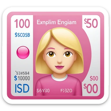 100 usd  en color rosa con este código de color #FDD2EF sticker