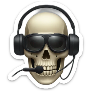 Military Skeleton mask with a long black mask underneath it and headset with a microphone sticker