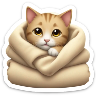 Kitty in blanket  love sticker