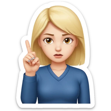 girl with 2 middle fingers up sticker