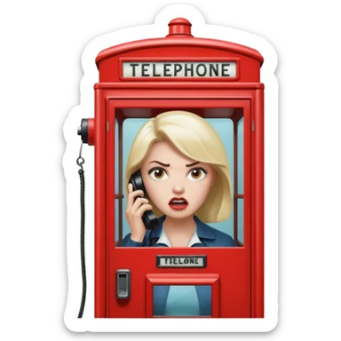Telephone booth with angry woman inside sticker