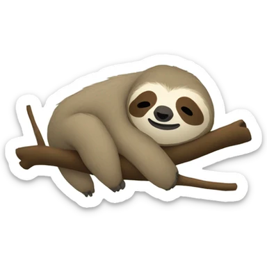 Sloth sleeping on a branch with pillow sticker