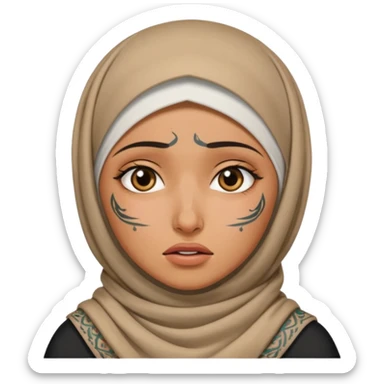 arab hijab ancient cry girl with tatooed sticker