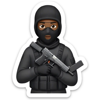 Black man in ski mask holding a Glock  sticker
