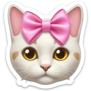 a cat with a pink bow sticker