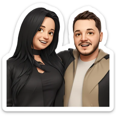 smiling couple in stylish attire sticker