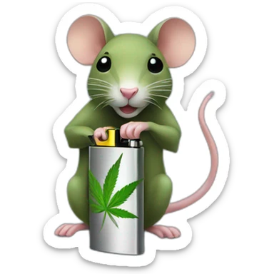 Cannabis rat stealing lighter sticker