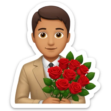 man flower-holding person bouqet sticker