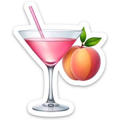 glass of pink martini with peach sticker
