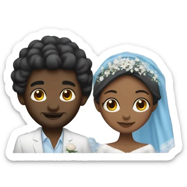 black man and black woman getting married with blue bandanas sticker