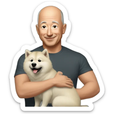Jeff Bezos petting a eurasier sticker