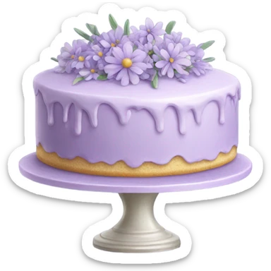 Highly detailed ￼light lavender cake with flowers  sticker